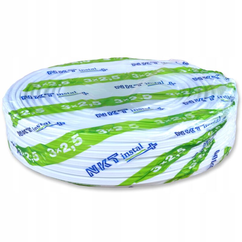 Zwinięty przewód elektryczny instalacyjny NKT Instal 3x2,5 mm² biały